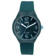 Q&Q unisex watch with green silicone strap, water resistant 10 bars