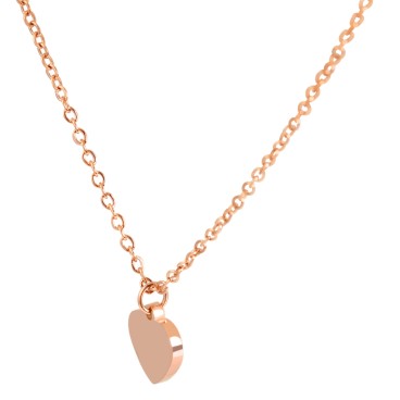 Rose Gold Rostfritt stål Hjärthänge Halsband Set, 45+5cm