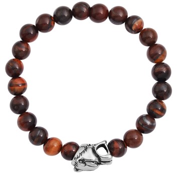 Pulsera de bolas Raptor con piedra natural, ámbar y cabeza de tigre en acero RA50118-001 Raptor 19,95 €