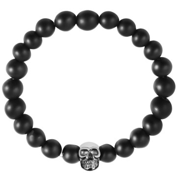 Bracelet boule Raptor en pierre naturelle agate noire avec élément tête de mort en acier inoxydable RA50117-004 Raptor 19,95 €