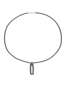 Black equine leather cord necklace and steel pendant 31710242 One Man Show 44,00 €