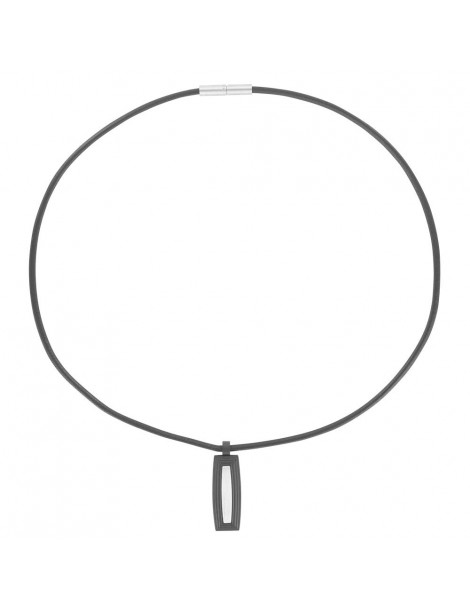Black equine leather cord necklace and steel pendant 31710242 One Man Show 44,00 €