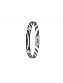 Steel bracelet with 3 very thin black cables - 20 cm 31812294 One Man Show 48,90 €