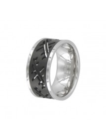 Steel ring and shiny black streaks 311427 One Man Show 42,00 €