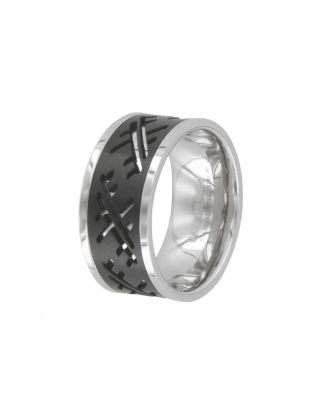 Bague acier et stries noires brillantes