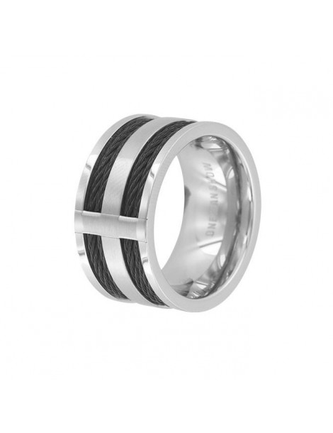 Bague large en acier et câble noir 311468 One Man Show 39,90 €