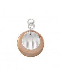 Round rose gold and striated steel pendant 31610289 One Man Show 18,00 €