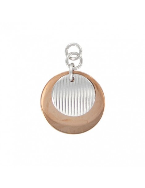 Round rose gold and striated steel pendant 31610289 One Man Show 18,00 €