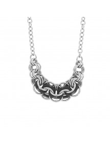 Collier anneaux entrelacés acier et ronds en maille argent et noir 31710219N One Man Show 64,00 €