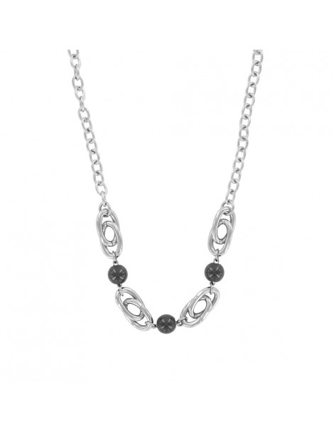 Collier One Man Show en acier et boules noires