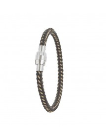 Bracelet equine braided leather with screw clasp magnetized steel 31812306 One Man Show 29,90 €