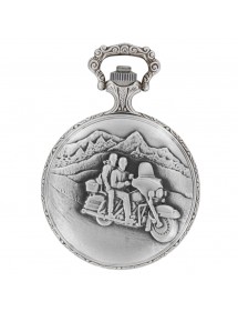 LAVAL pocket watch, palladium with motorcycle cover