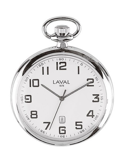 Montre de poche LAVAL chromée chiffres arabes et affichage minute 755315 Laval 1878 99,00 €