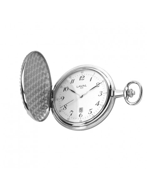 LAVAL pocket watch, silver lid, 3 hands Arabic numerals