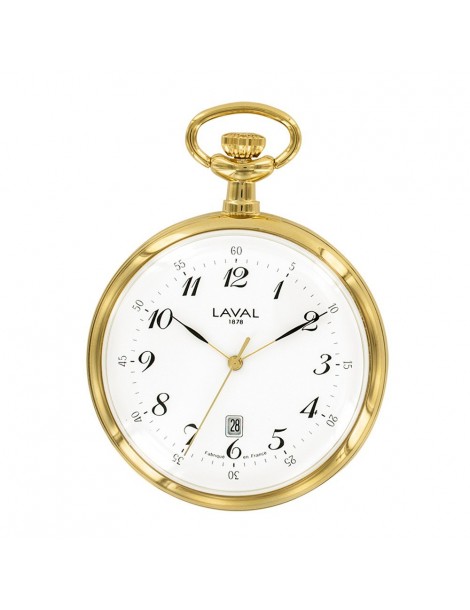 LAVAL pocket watch, gold metal with dial 3 hands