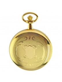 LAVAL Taschenuhr, beidseitig goldenes Messingmotiv mit Kette