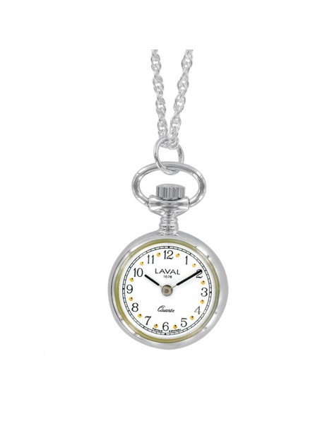 Montre pendentif deux aiguilles et motif en forme de fleurs