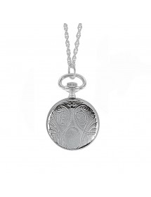 Silver pendant watch with medallion pattern