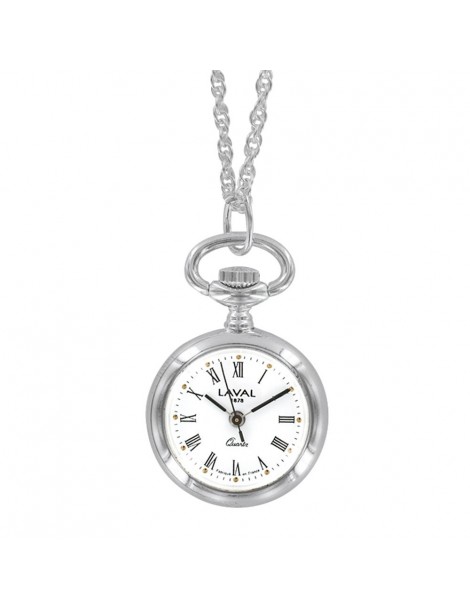 Montre pendentif motif médaillon argenté pour femme