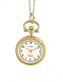 Montre pendentif motif fleurs, métal doré, 3 aiguilles, Chiffres Arabes