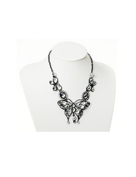 White butterfly necklace metal and rhinestones 38796 Paris Fashion 11,90 €