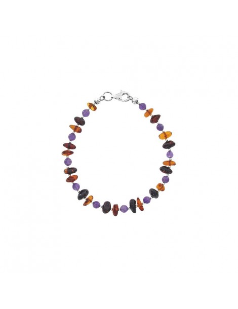 Small cognac, cherry and amethyst amber stone bracelet 31812236 Nature d'Ambre 39,90 €