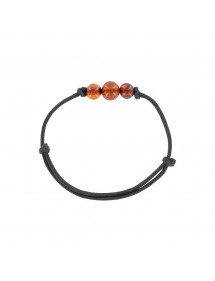 Bracelet homme réglable 3 perles ambre sur cordon coton ciré noir 3180997 Nature d'Ambre 33,90 €