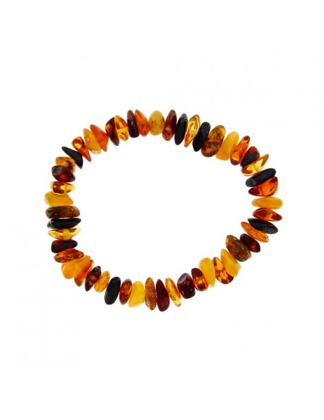 Elastic bracelet with flat amber stones