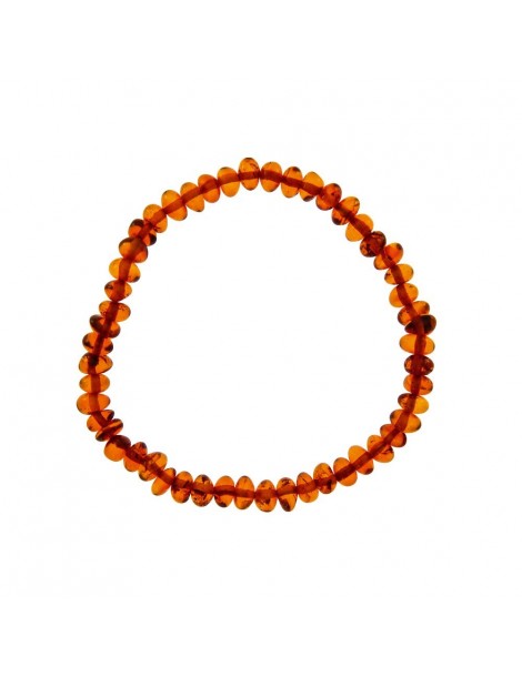 Bracelet élastique en petites pierres d'ambre cognac