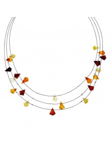 Halskette 3 Reihen von Kabeln mit Steinen aus Bernstein Dreieck verziert 3170556 Nature d'Ambre 34,00 €