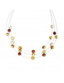 Amber round stone necklace on 3 rows of nylon thread 3170625 Nature d'Ambre 49,90 €