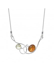 Collier volutes entrecroisées en argent avec 2 pierres d'ambre 3170495 Nature d'Ambre 66,90 €