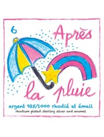 Boucles d'oreilles en forme de parapluie multicolore en argent rhodié