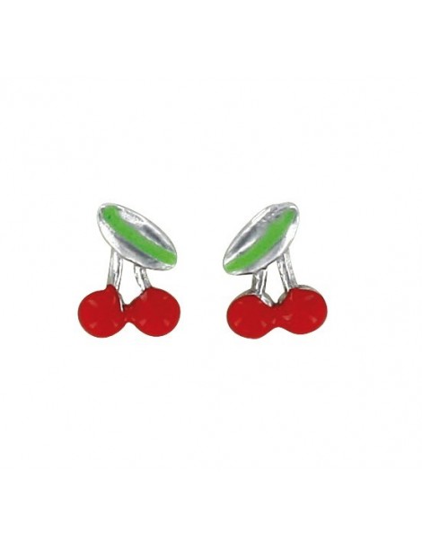 Ohrringe rote Kirsche Chip-Form Rhodium Silber 313286 Suzette et Benjamin 19,90 €