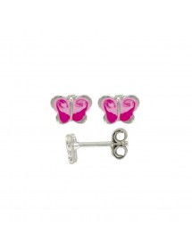 Ohrringe mit rosa Schmetterling in Rhodium Silber und Emaille 3131331 Suzette et Benjamin 29,90 €