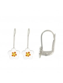 Pendientes flor blanca para niña en plata rodio 3131323 Suzette et Benjamin 49,00 €