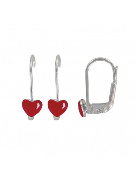 Dormeuses en argent rhodié en forme de cœur rouge 3131309 Suzette et Benjamin 36,00 €