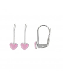 Dormeuses en argent rhodié en forme de cœur rose 3131310 Suzette et Benjamin 36,00 €