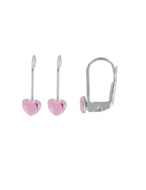 Dormeuses en argent rhodié en forme de cœur rose 3131310 Suzette et Benjamin 36,00 €