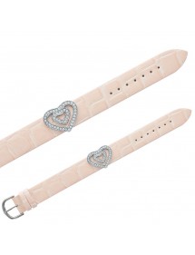 Croco imitation Laval bracelet, 2 hearts in synthetic stones - Salmon 473141 Laval 1878 6,90 €