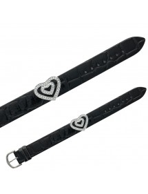 Croco imitation Laval bracelet, 2 hearts in synthetic stones - Black 473144 Laval 1878 6,90 €