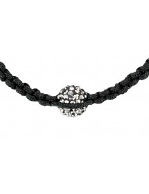 Bracelet shamballa cordon noir avec boule de cristal sur macramé