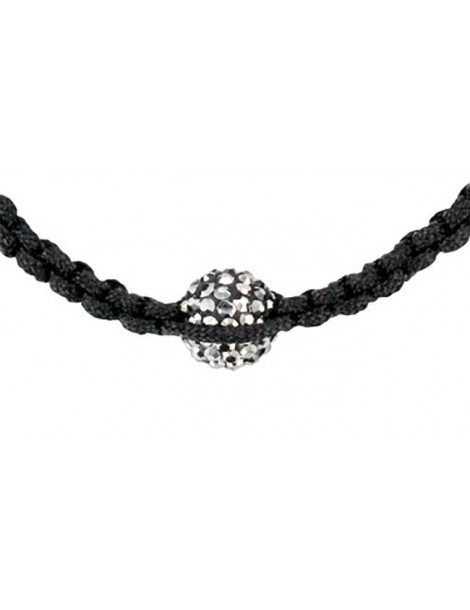 Bracelet shamballa cordon noir avec boule de cristal sur macramé