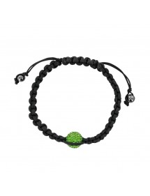 Black shamballa bracelet with green ball on macramé and hematites 888378 Laval 1878 9,90 €