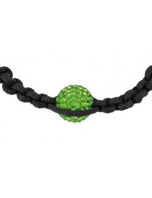 Bracelet shamballa noir avec boule verte sur macramé et hématite