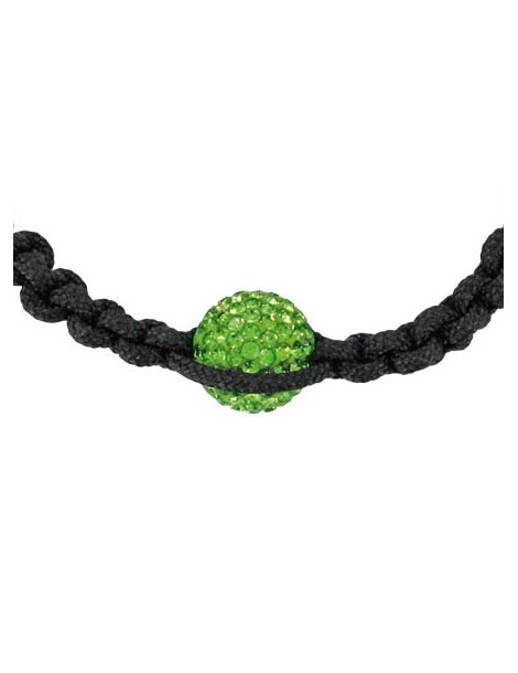 Black shamballa bracelet with green ball on macramé and hematites