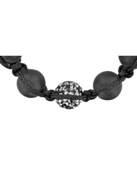 Armband shamballa schwarze Schnur mit Glaskugel und schwarzem Ton