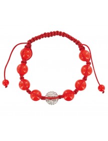 Red shamballa bracelet, white crystal ball and red jade 888390 Laval 1878 9,90 €