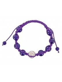 Purple shamballa bracelet, white crystal ball and purple jade 888401 Laval 1878 9,90 €