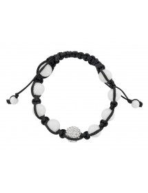 Bracelet shamballa cordon noir, boule de cristal et d'agate blanche 888394 Laval 1878 29,90 €